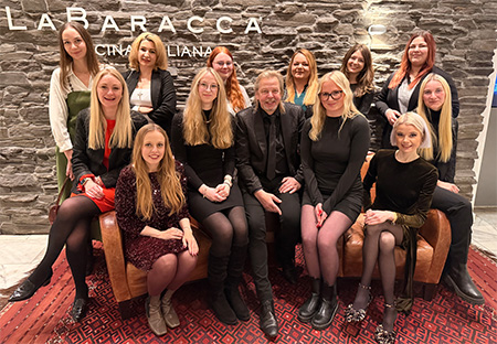 Bild Teamfoto auf einer gelben Bank